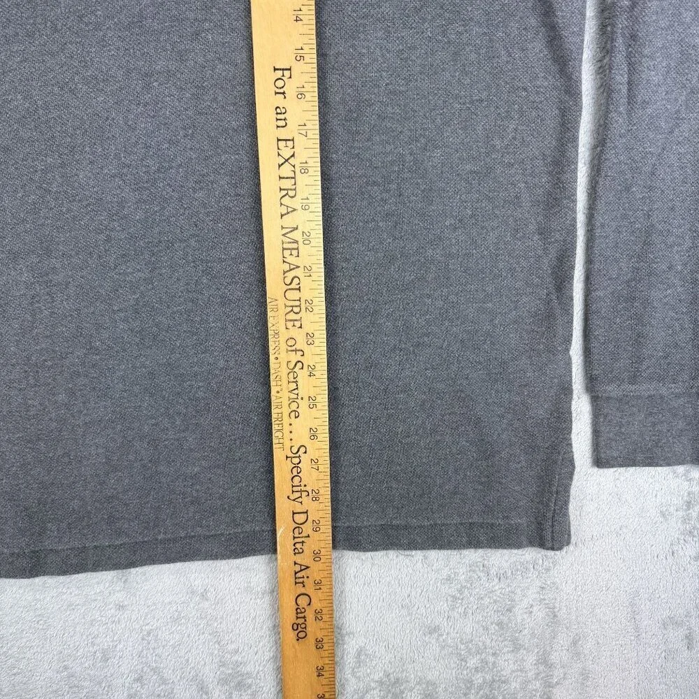Vintage Polo by RALPH LAUREN Mens Thermal Polo Sweater Gray Long Sleeve Preppy